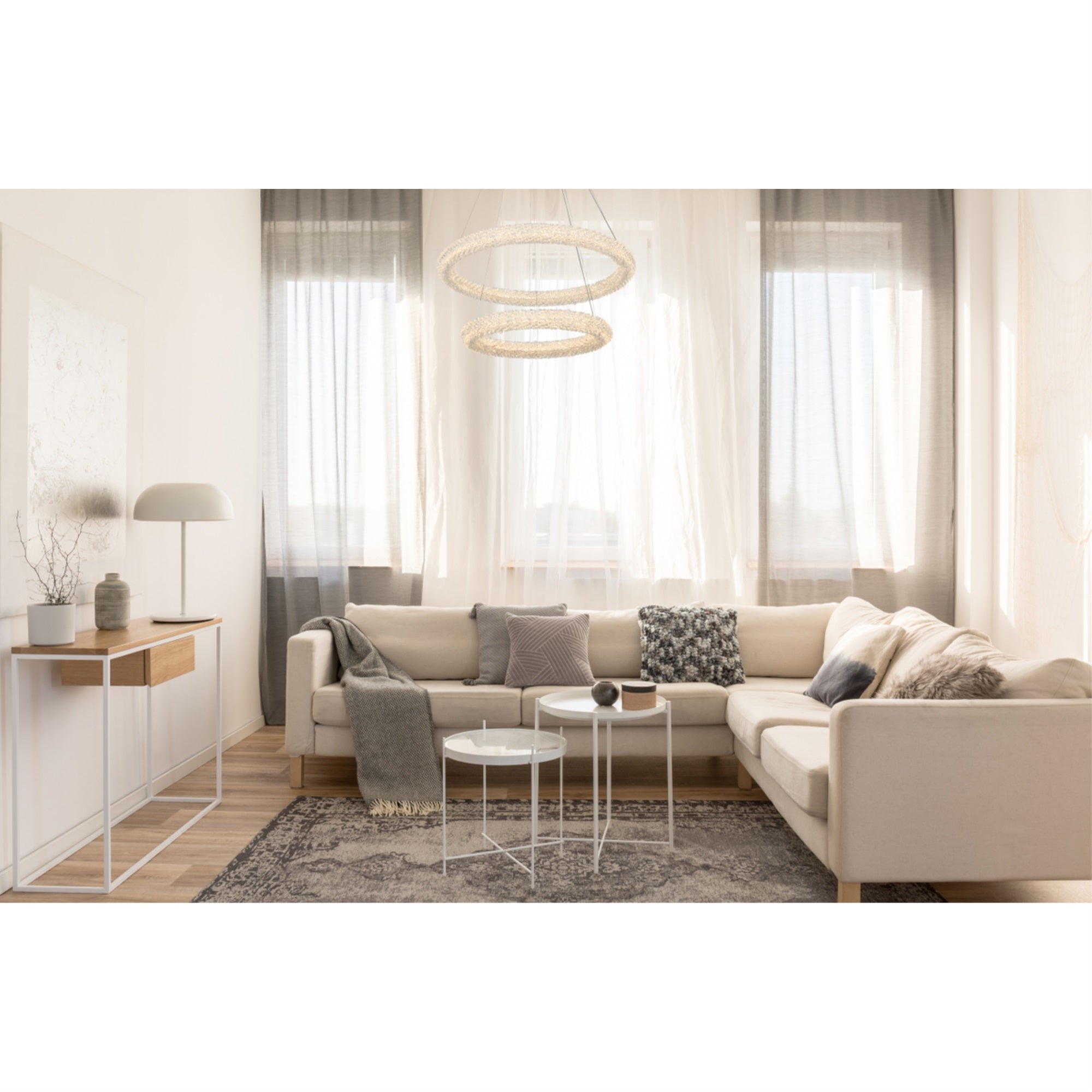 Elegant Lighting Bowen 28in Adjustable LED Chandelier, Chrome Finish