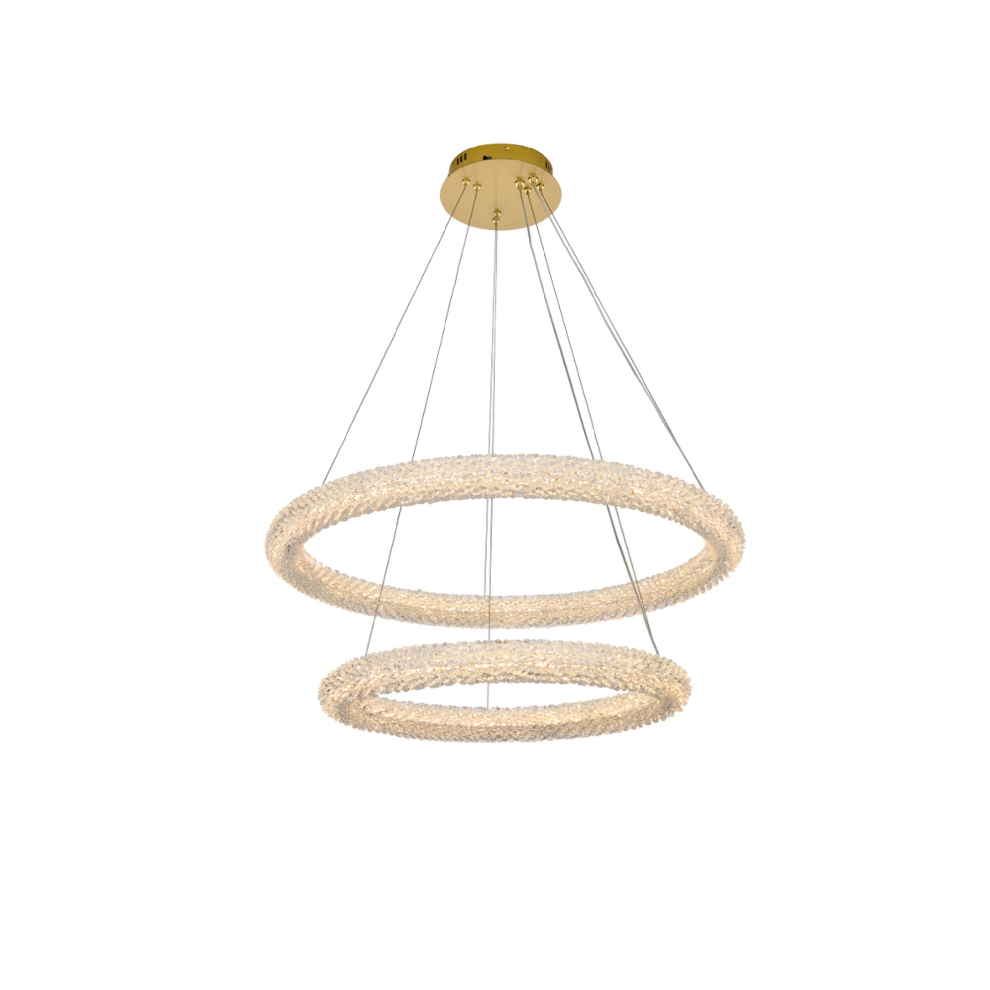 Elegant Lighting Bowen 32in Adjustable LED Chandelier, Satin Gold Finish