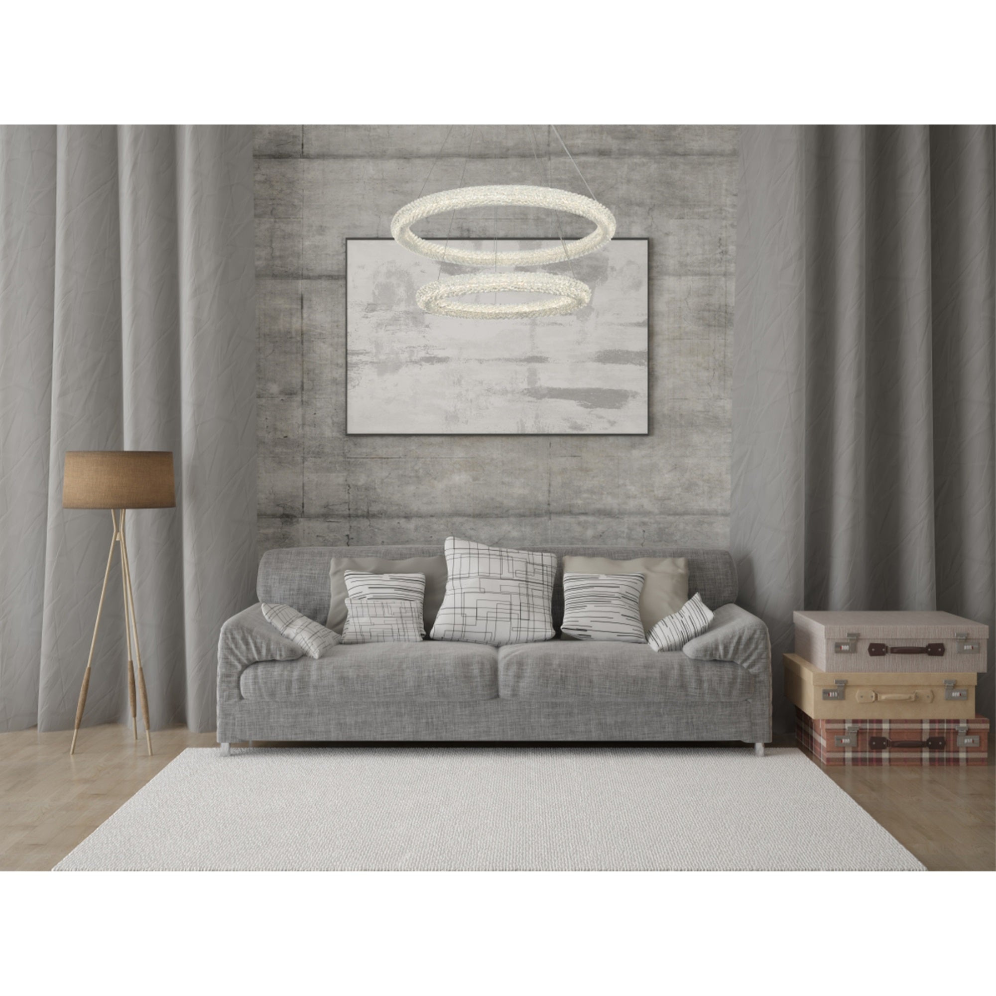 Elegant Lighting Bowen 32in Adjustable LED Chandelier, Satin Gold Finish