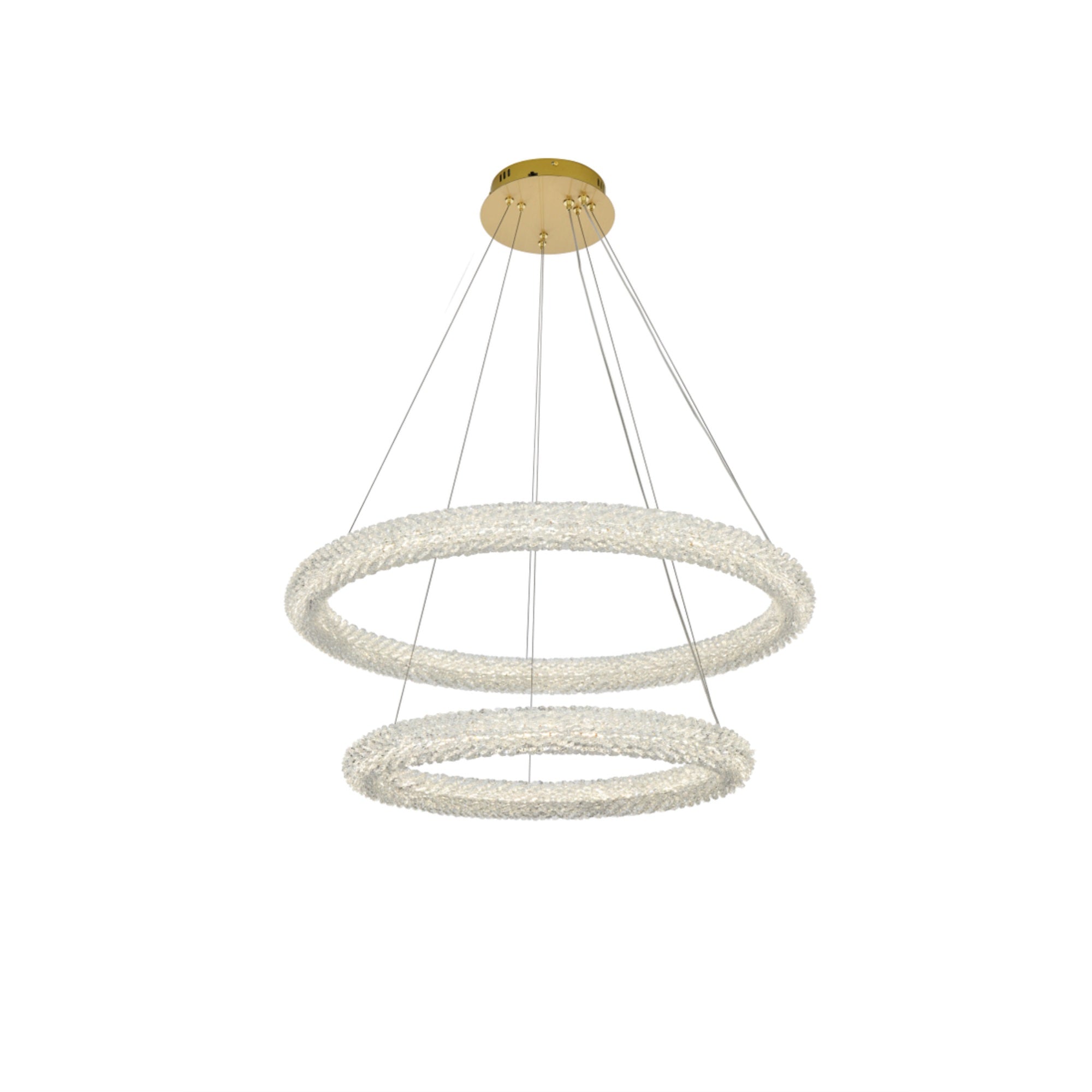 Elegant Lighting Bowen 32in Adjustable LED Chandelier, Satin Gold Finish