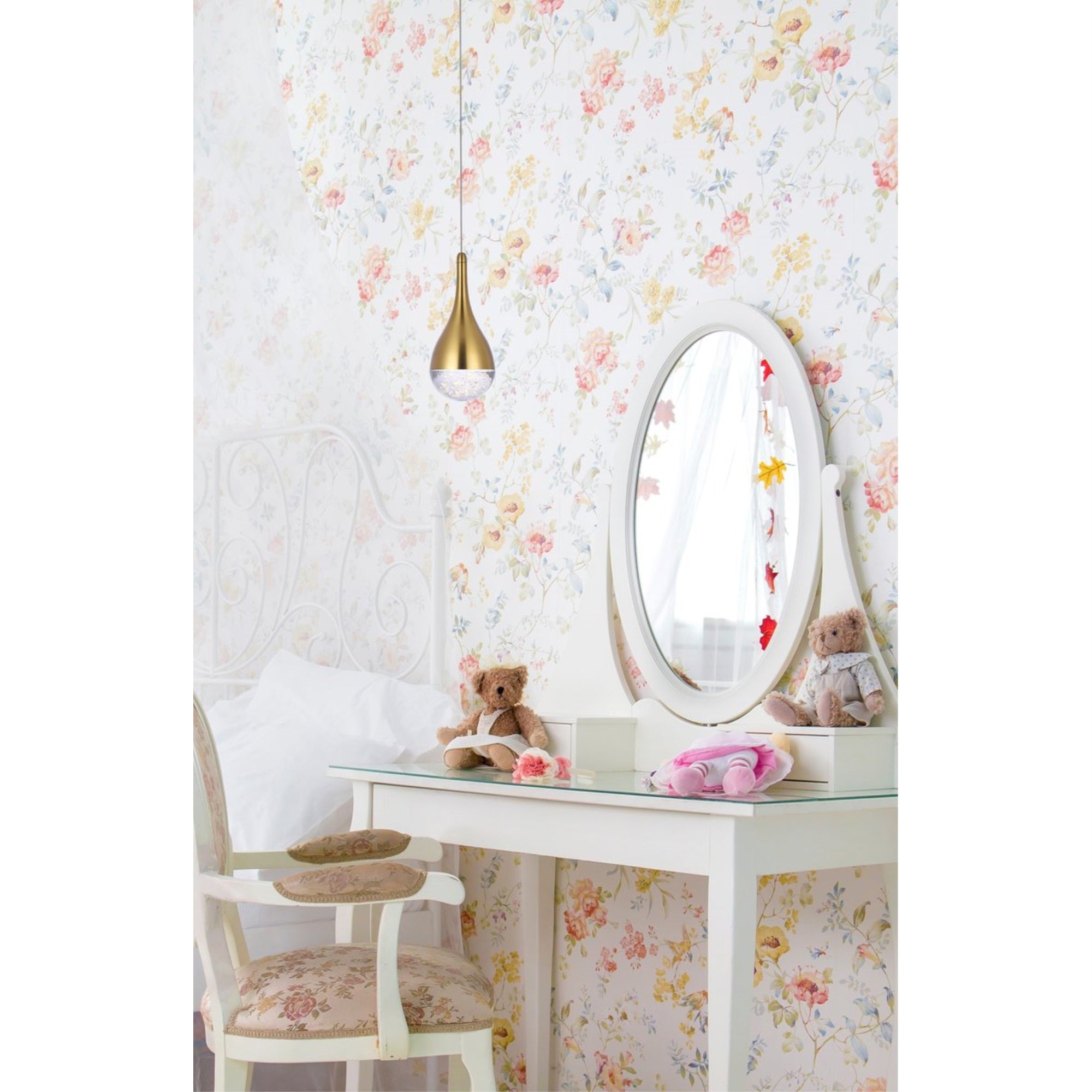 Amherst 5 inch LED pendant in satin gold