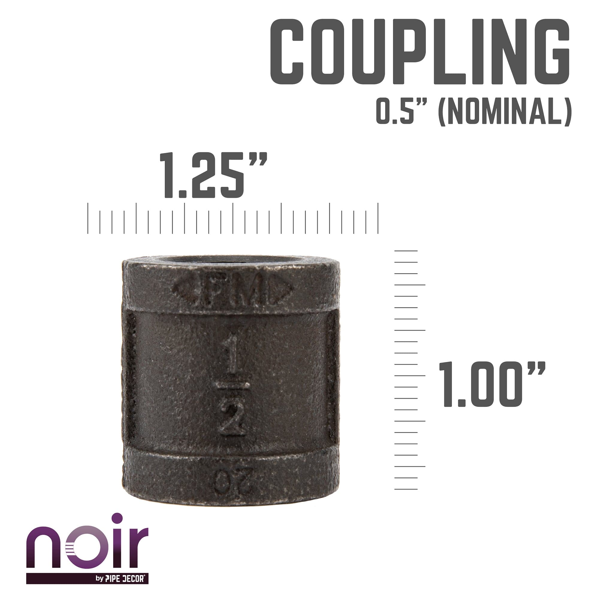 1/2 in. Prefinished Matte Black Coupling