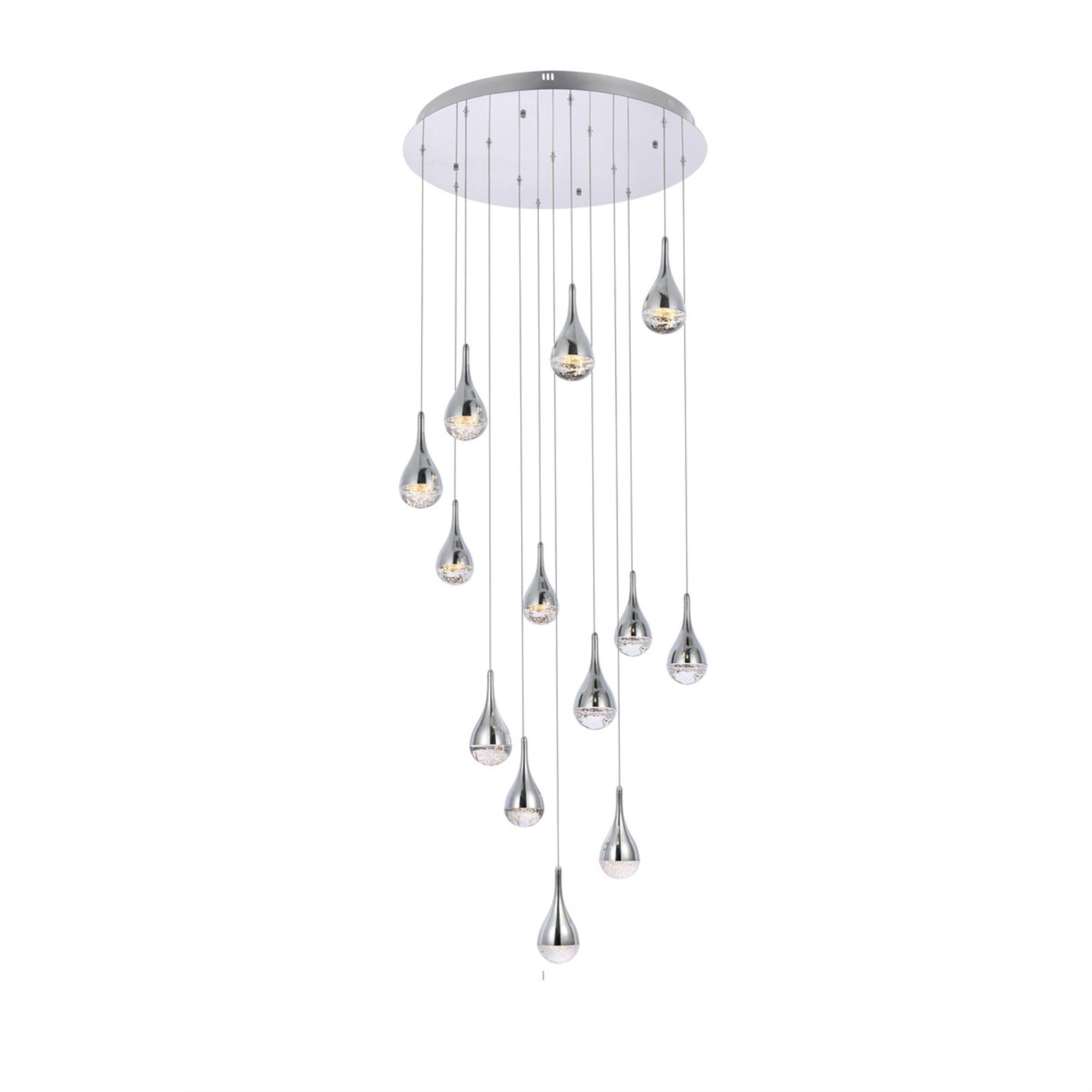 Elegant Lighting 30in LED Chandelier, Chrome, Glass, Model 3813D30C, Silver Finish