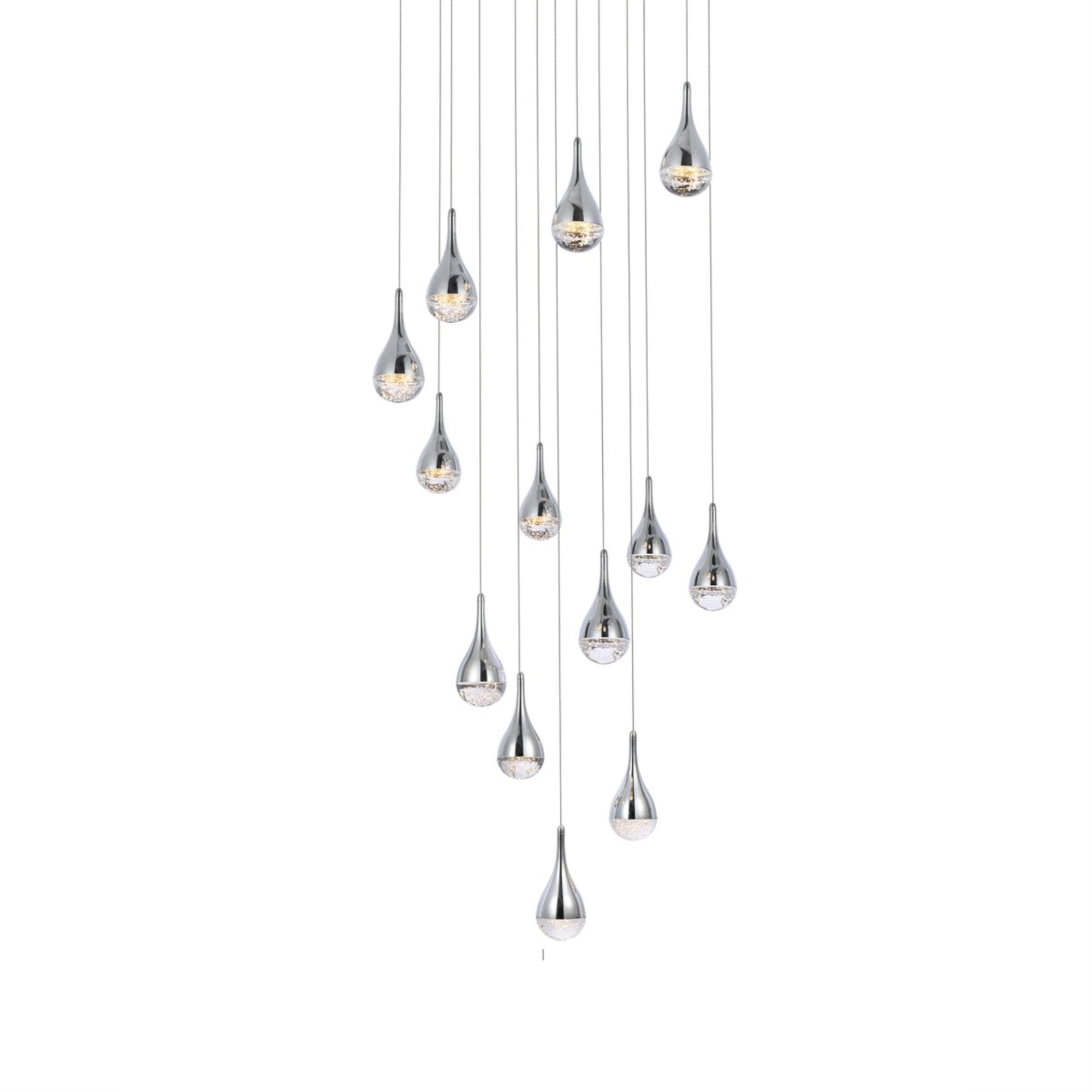 Elegant Lighting 30in LED Chandelier, Chrome, Glass, Model 3813D30C, Silver Finish