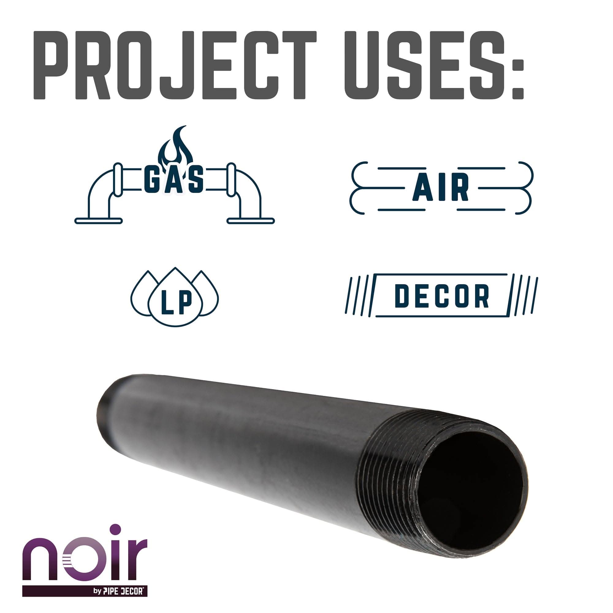 1/2 in. x 3 in. Prefinished Matte Black Pipe