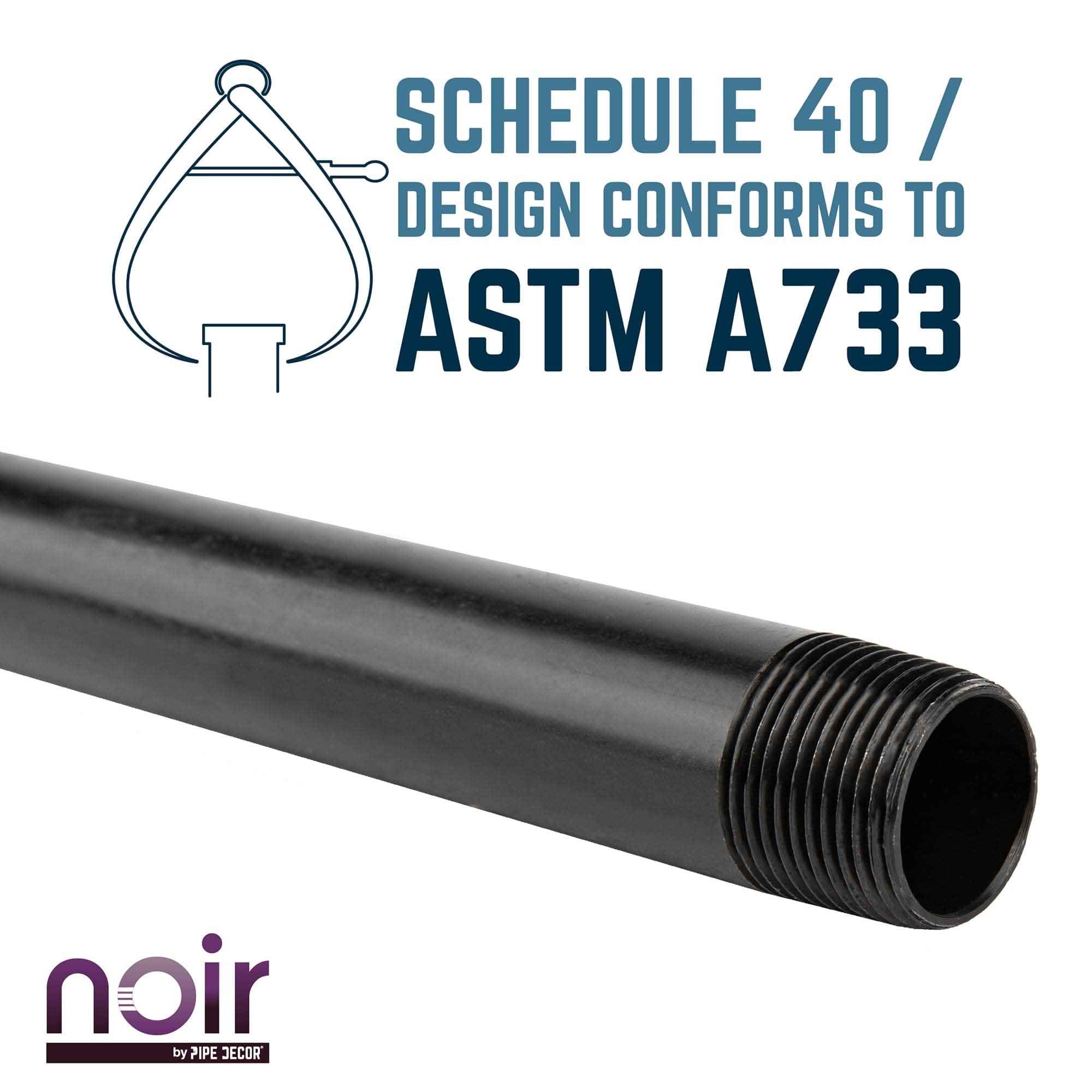 1/2 in. x 6 in. Prefinished Matte Black Pipe