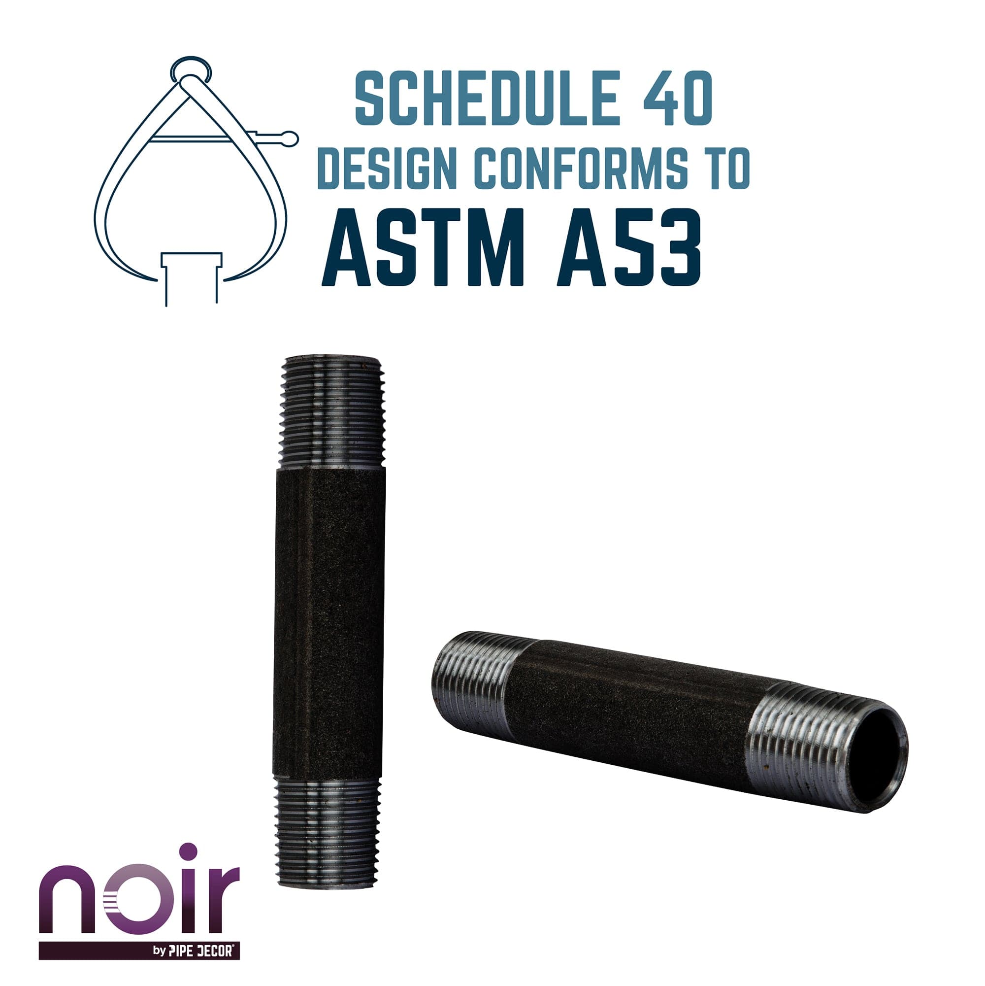1/2 in. x 4 in. Prefinished Matte Black Pipe