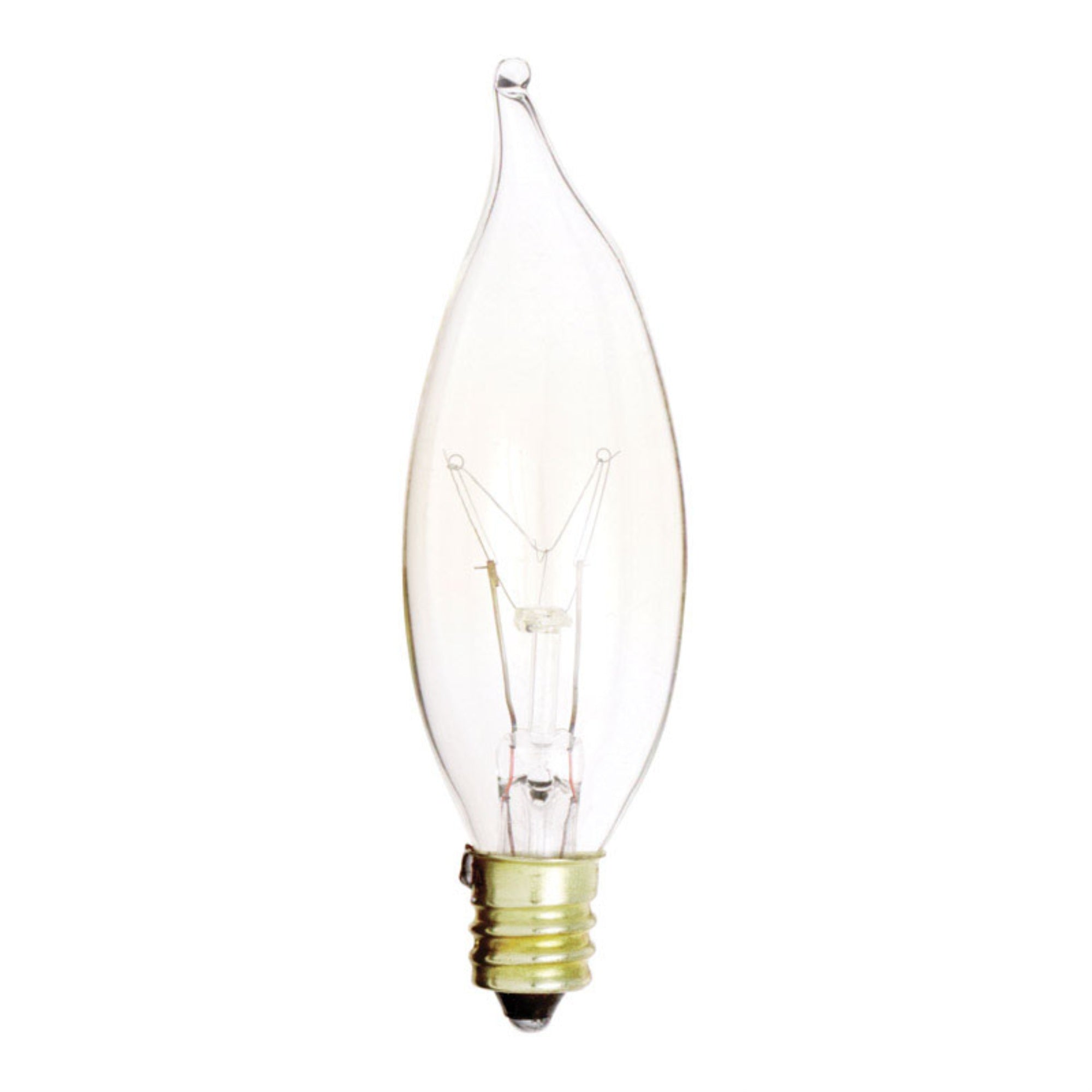 Satco S3273 15W Dimmable Ca8 Incandescent Light Bulb, Soft White 2700K, Clear Glass, Candelabra Base, 100 Lumens, 1