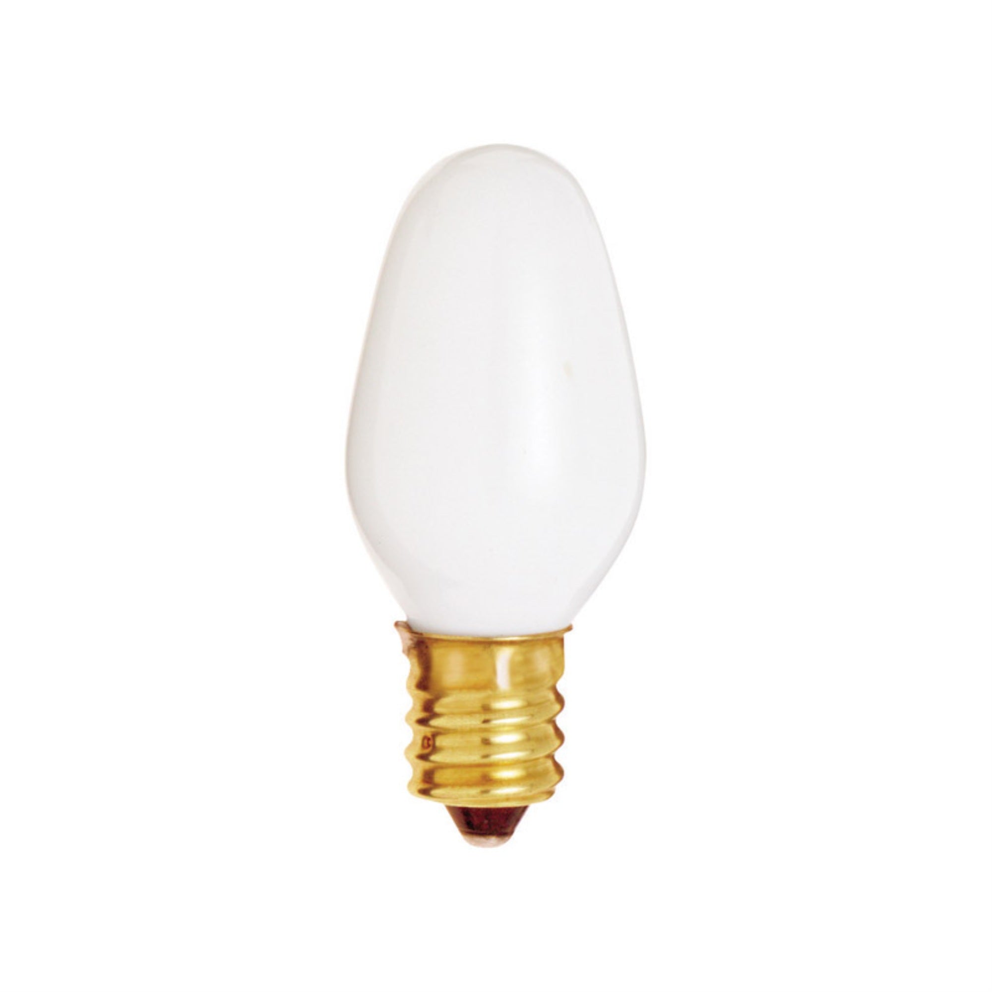 Satco Candelabra Base Night Light Bulb, 7-Watt, 120V, Glass, White, Model S3792
