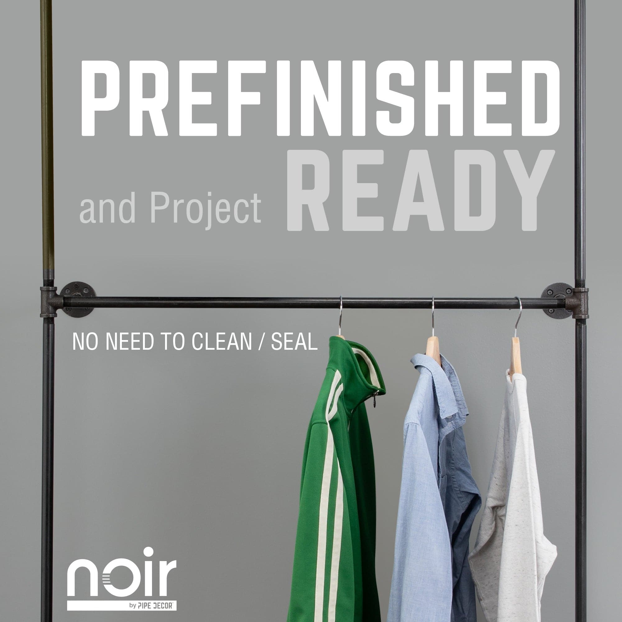 Noir Black Wall Mounted Double Hung Clothing Rack