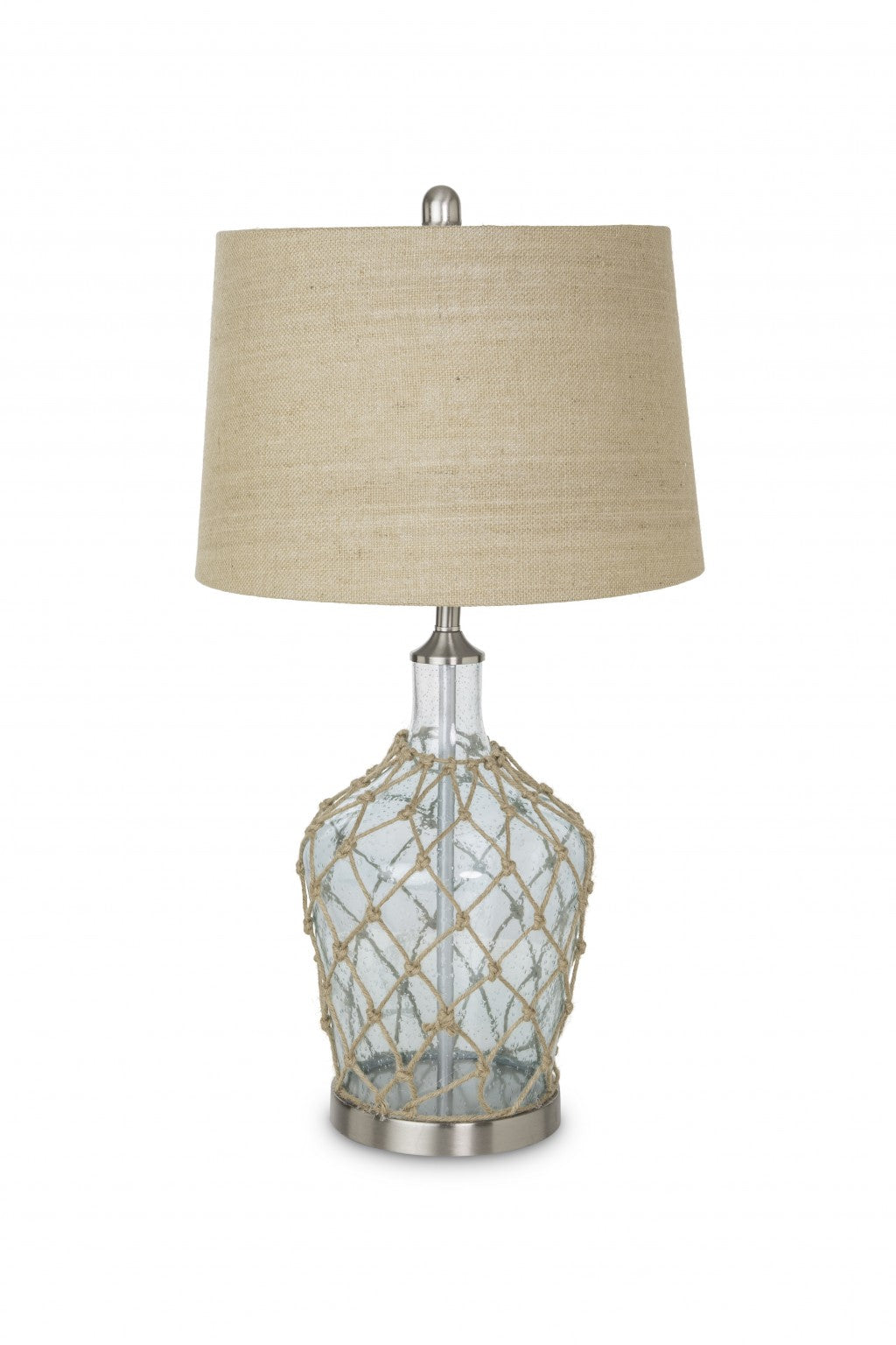 28'' Silver Metal Standard Table Lamp With Beige Shade