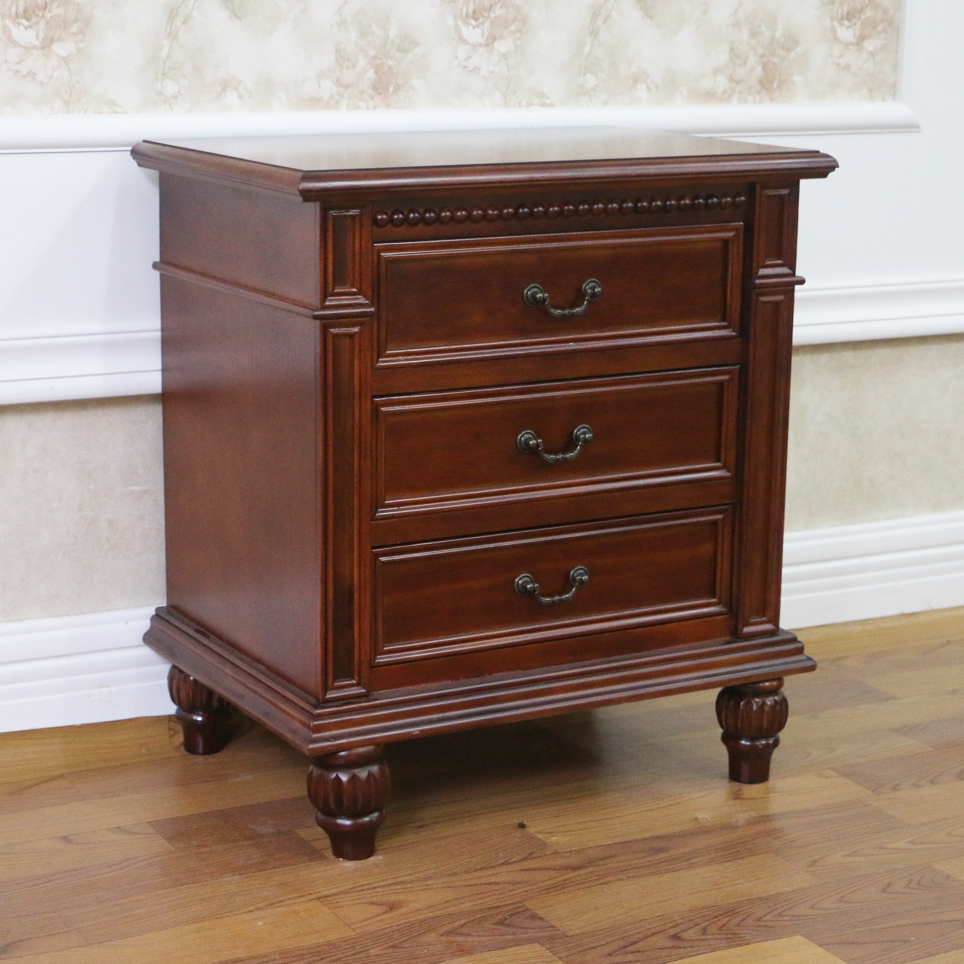 Windsor Hand Carved Wood 3drawer Lamp Table