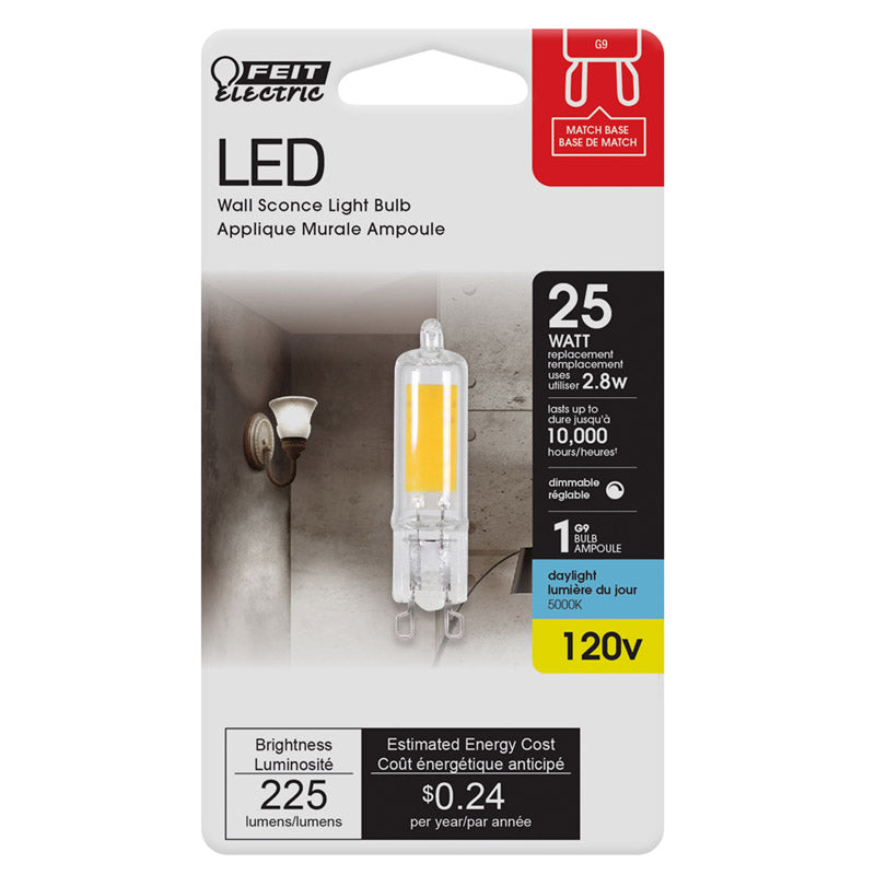 Feit Electric LED G9 Bipin Bulb 25W, Plastic, One Size, Model BP25G9/850/LED