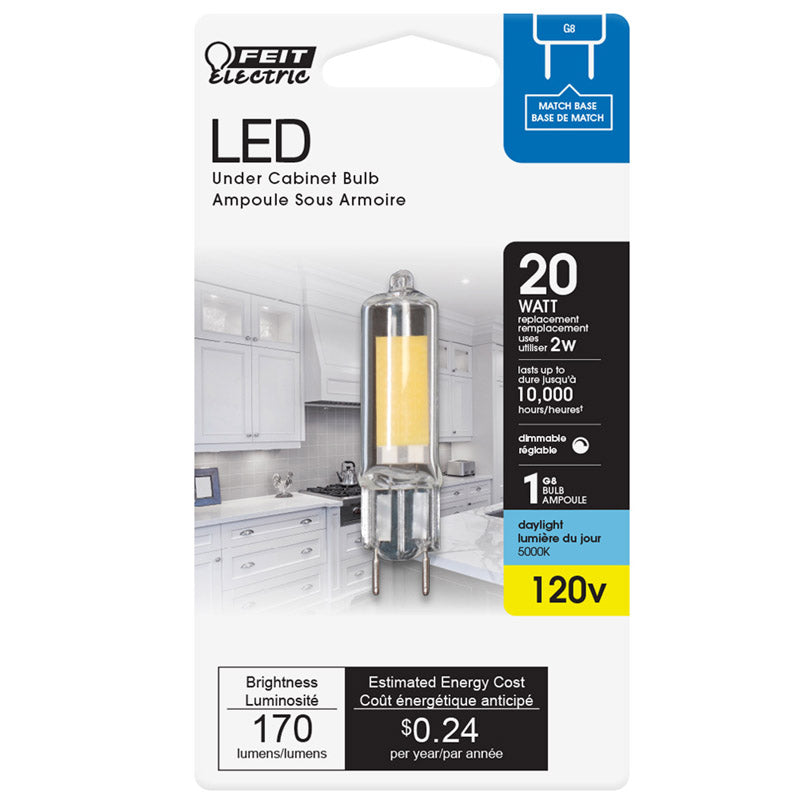Feit Electric G8 LED Bulb 20W Equivalent 170 Lumen Daylight One Size Plastic