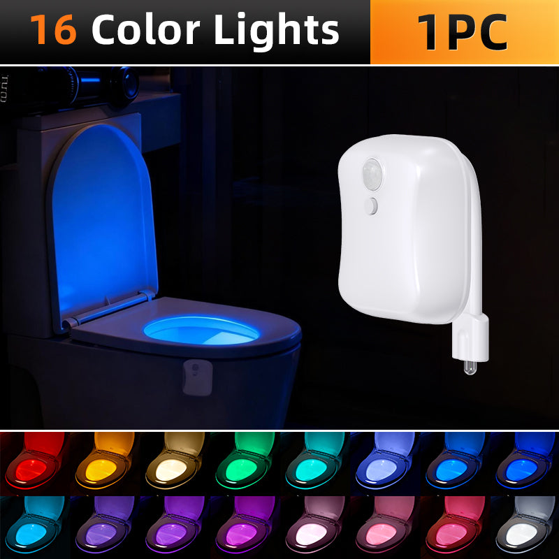 Toilet Night Lights with Motion Activated Sensor, 16 Colors LED Nightlight Inside Bowl, Cool Stuff for Bathroom Accessories Decor, Unique & Funny Housewarming Gadgets for Men/Kids 2026