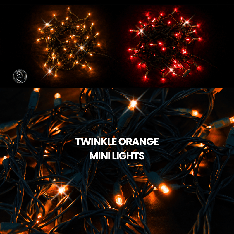 LED Mini Lights 5MM Orange Twinkle  6" Spacing