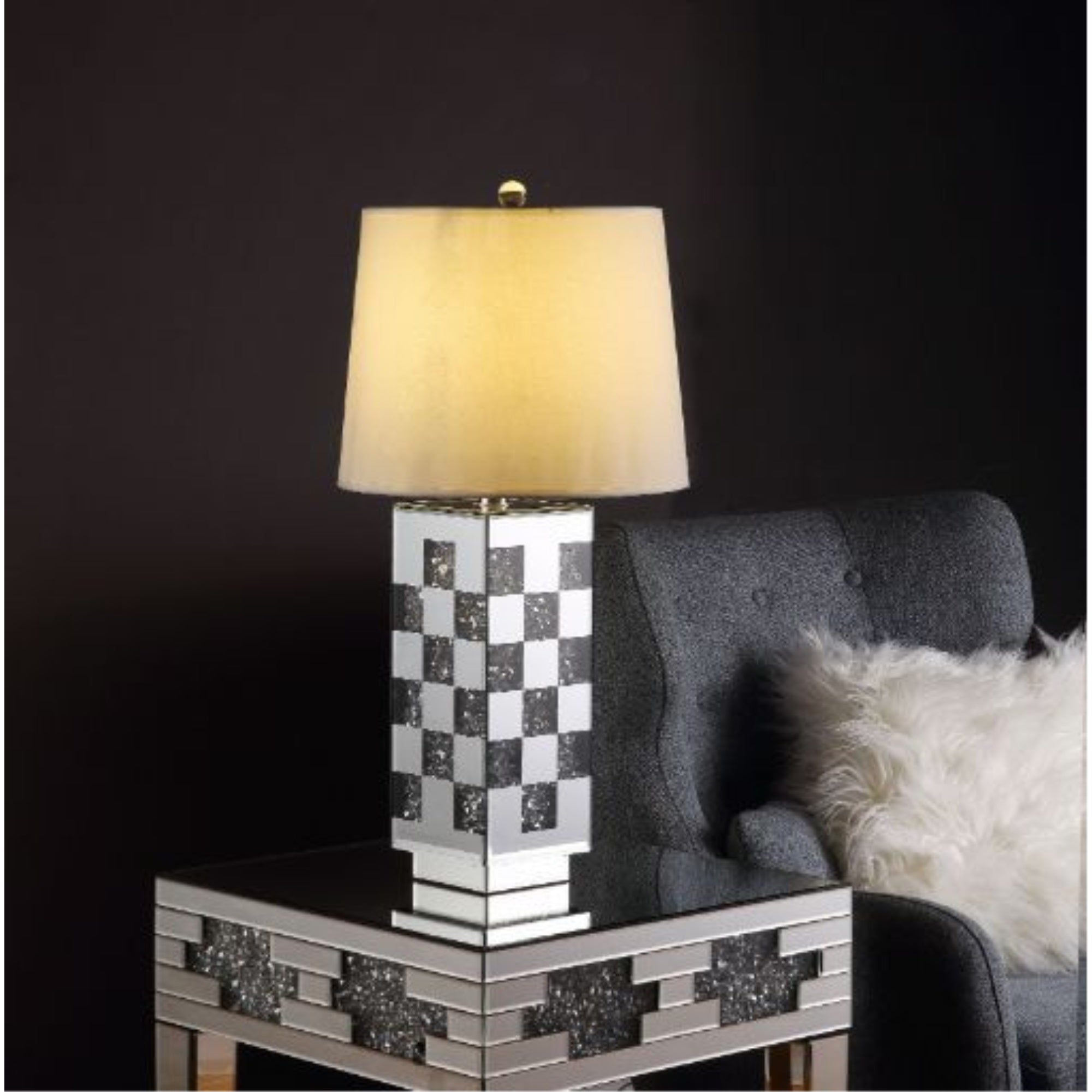 Table Lamp, Mirrored & Faux Diamonds