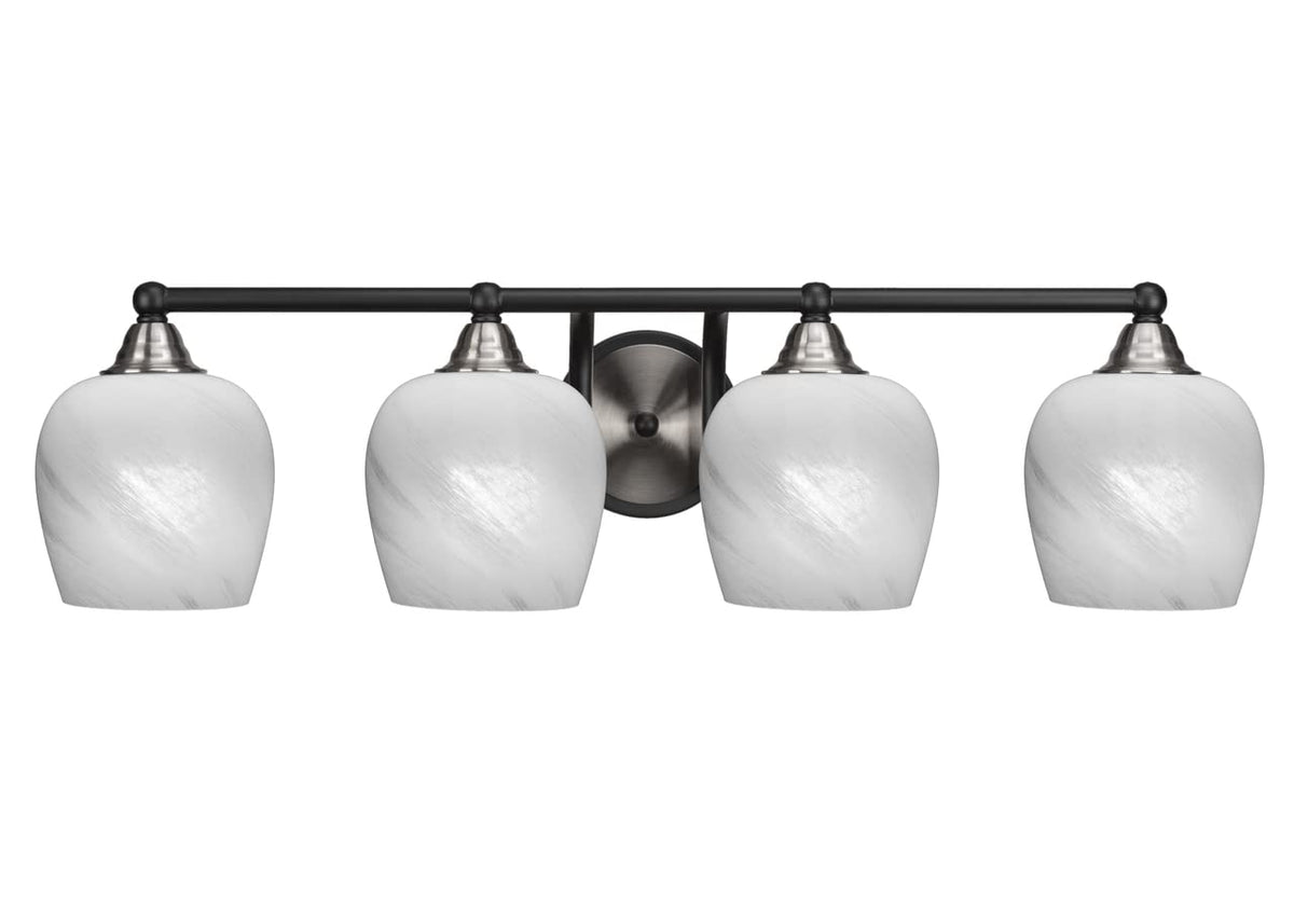 Toltec Lighting Paramount 4 Light Bath Bar In Matte Black & Brushed Nickel (3424-Mbbn-4811)
