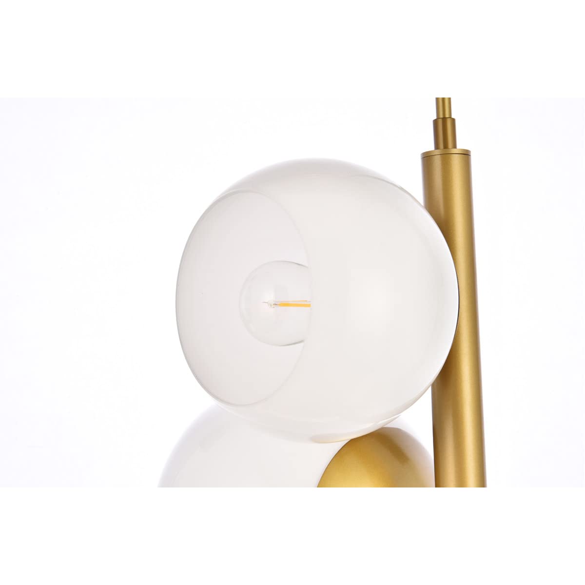 Living District Wells 4-Light Mid-Century Metal Pendant in Brass and White