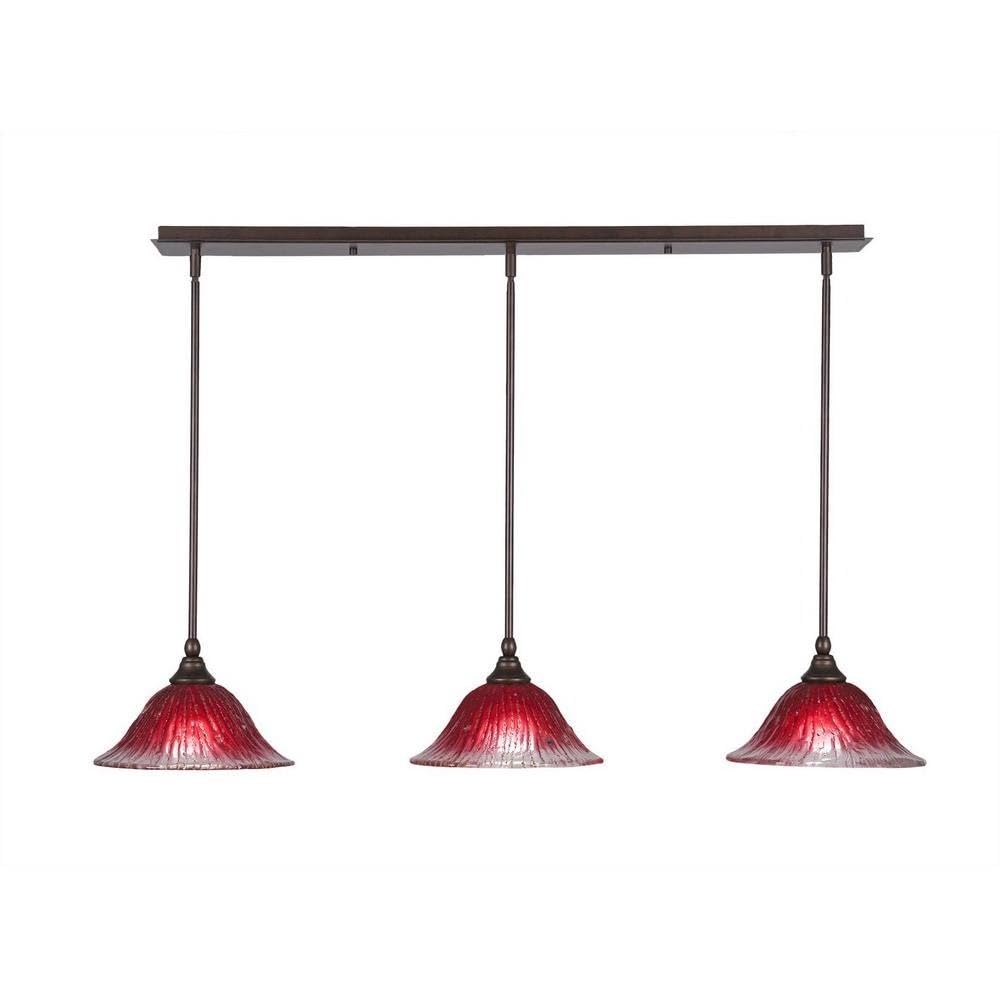 Toltec Lighting 3 Light Linear Pendalier In Bronze (36-Brz-736)