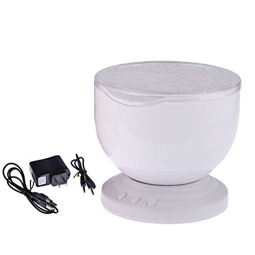 Gideon Ocean Wave Projector LED Night Light with Stereo Speakers, 12 LED Bulbs, 8 Colors, 2 Piece Set, Lead Free