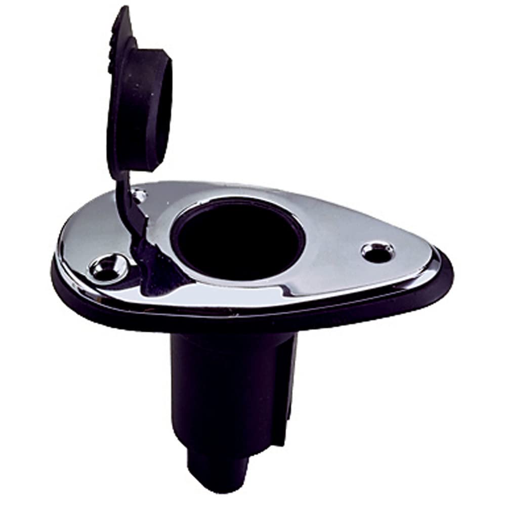 Perko 1048P00DP Chrome-Plated 2-Pin Plug-In Light Base with 5 Rake - 3.5 x 2 Base