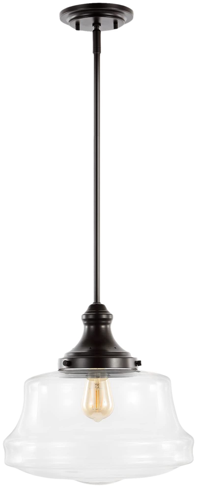 JONATHAN Y JYL7585A 14in 1-Light Pendant, Bohemian Farmhouse, Iron/Glass, Oil Rubbed Bronze/Clear