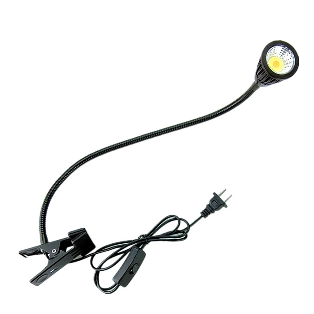 QUANS 5W 3 Colors LED COB Clip on Light Black 19.68 INCH 50 CM Tube Desk Flexible Table Bed Lamp Work Home Design Lighting 110V 