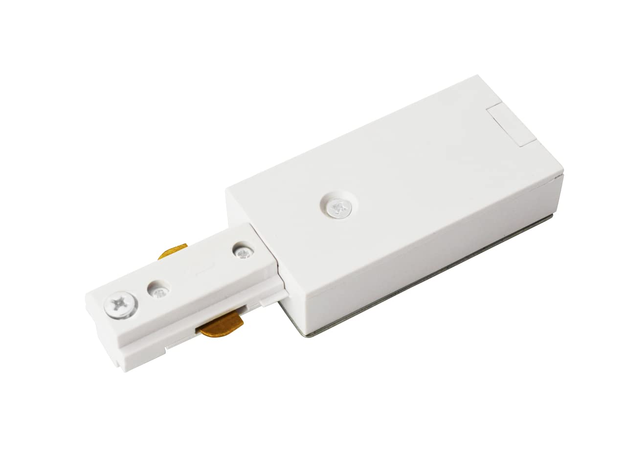 Elitco Lighting Plastic Track Section End Feed Connector in Matte White