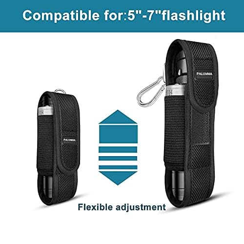 PALUMMA Nylon Flashlight Pouch Holster with Carabiner, Fits Flashlights Up to 7 inches, Black, Model ???