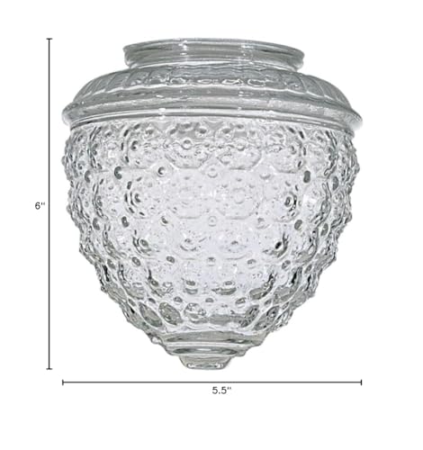 Satco Clear Pineapple Glass Shade, 3-1/4-Inch Fitter Opening, Clear Glass