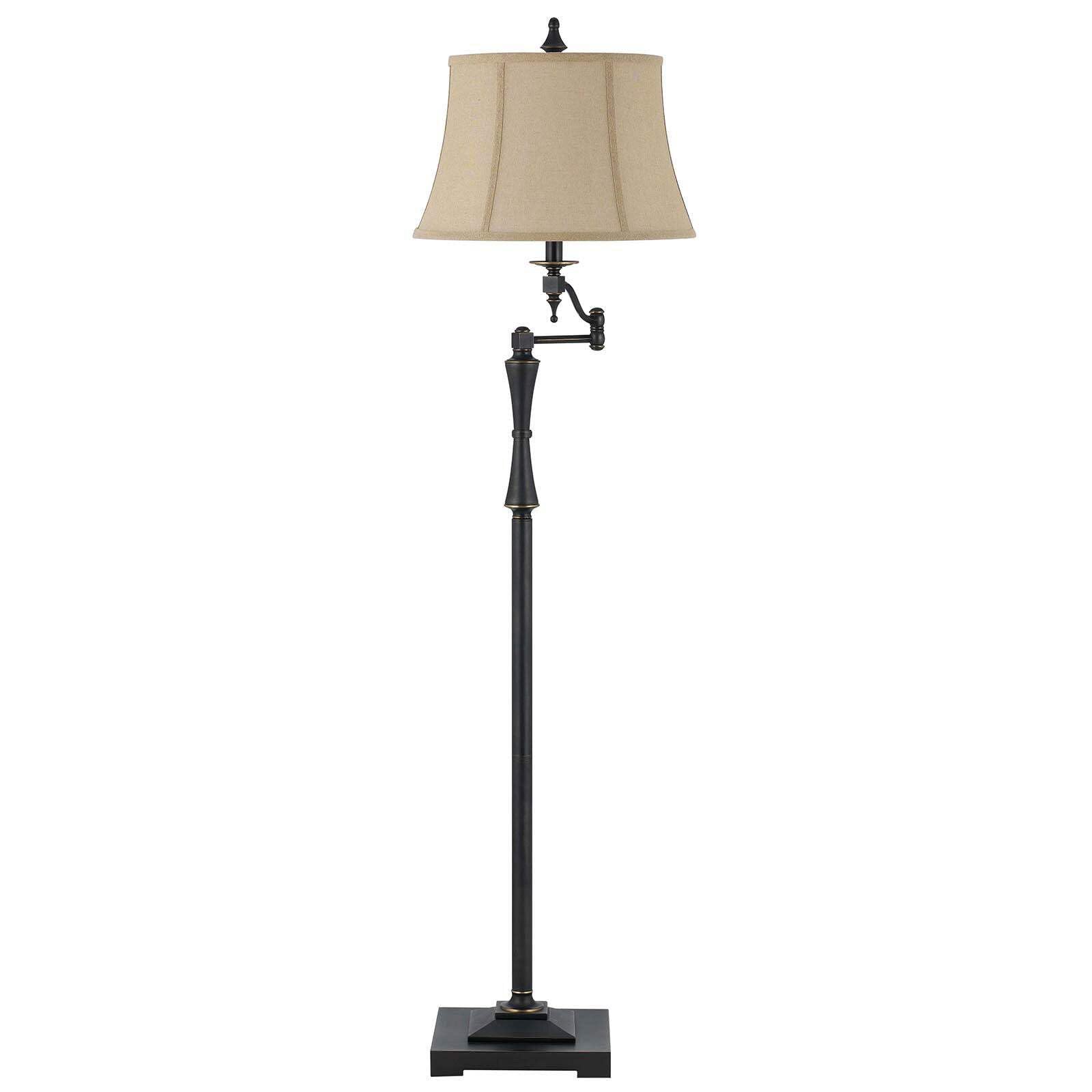 HomeRoots Bronze Swing Arm Floor Lamp with Brown Shade, 61 in. Tall