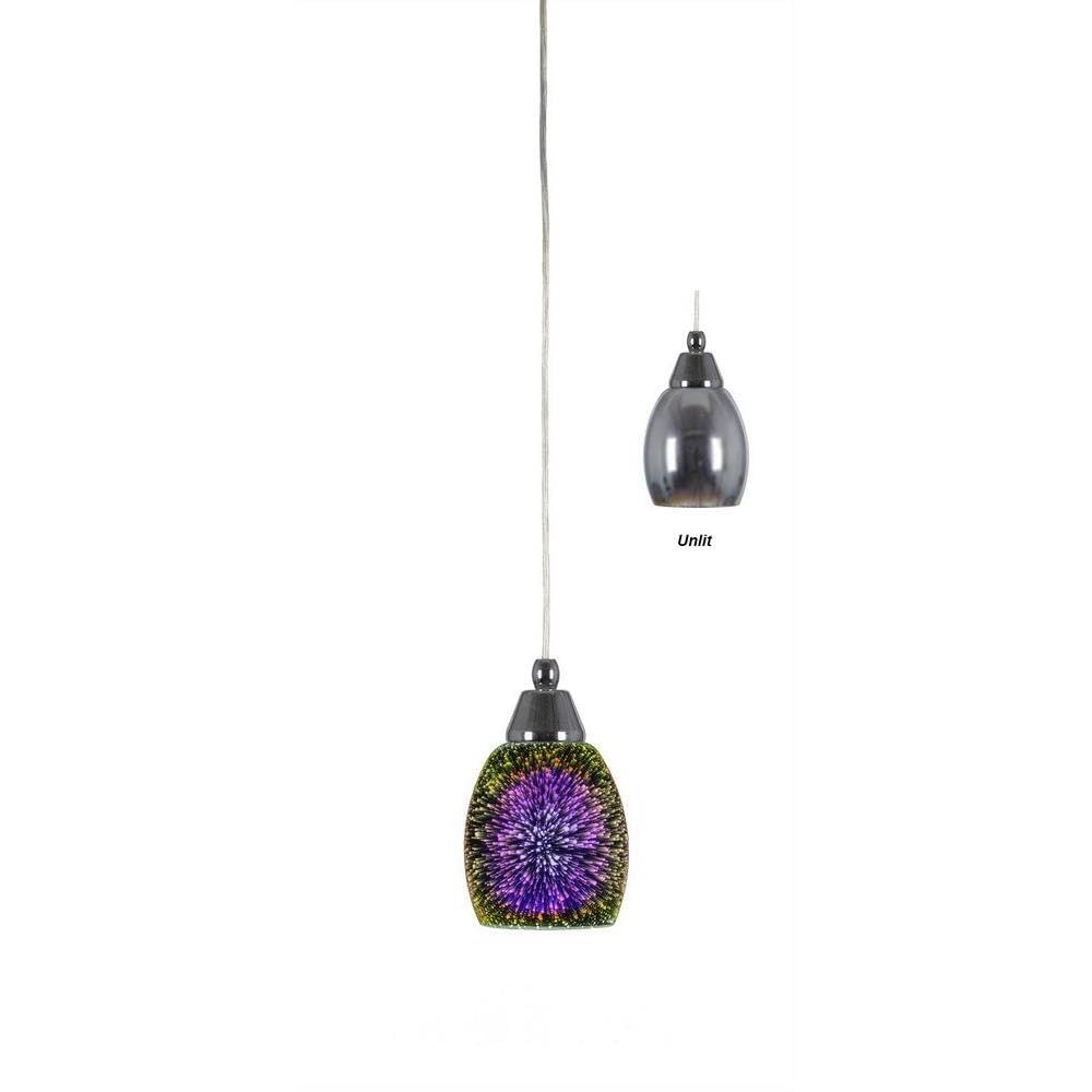 Toltec Lighting 22-Ch-6595 Any Cord Mini Pendant With 5&quot; Silver Fire Glass, 3 Light