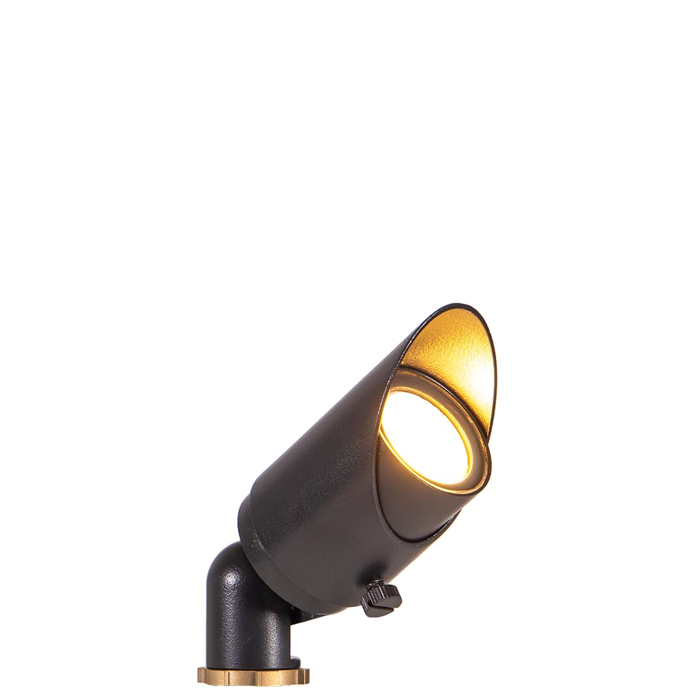 VOLT Top Dog Scotty 12V Cast Brass Mini Outdoor Spotlight (Black) with 4W 2700K Warm White 350 Lumen MR11 LED Bulb for Low Volta