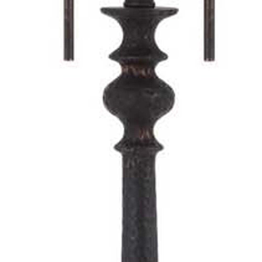 HomeRoots Traditional Floor Lamp, 63 in. Height, Rusted Finish, Two Light, Beige Square Shade