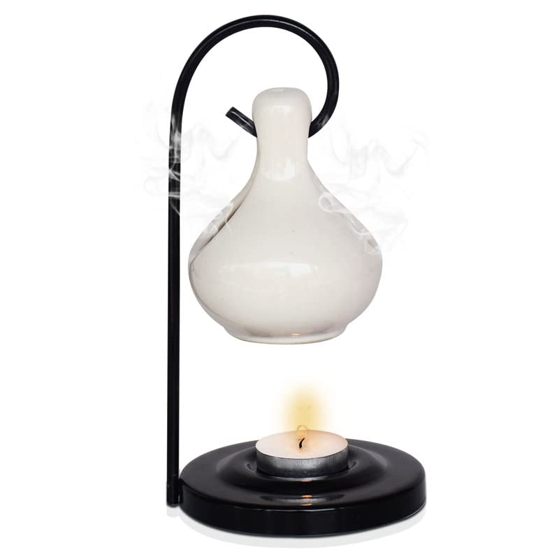 Pure Source India Ceramic Aroma Oil Diffuser Hanging Burner for Home Fragrance Decoration and Gifting, 4 x 8 Inch (Hanging - Off