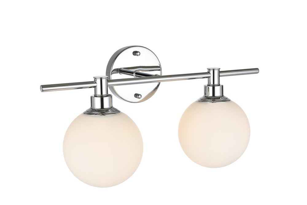 Living District Cordelia 2-Light Iron/Glass Bath Sconce in Black/Frosted White