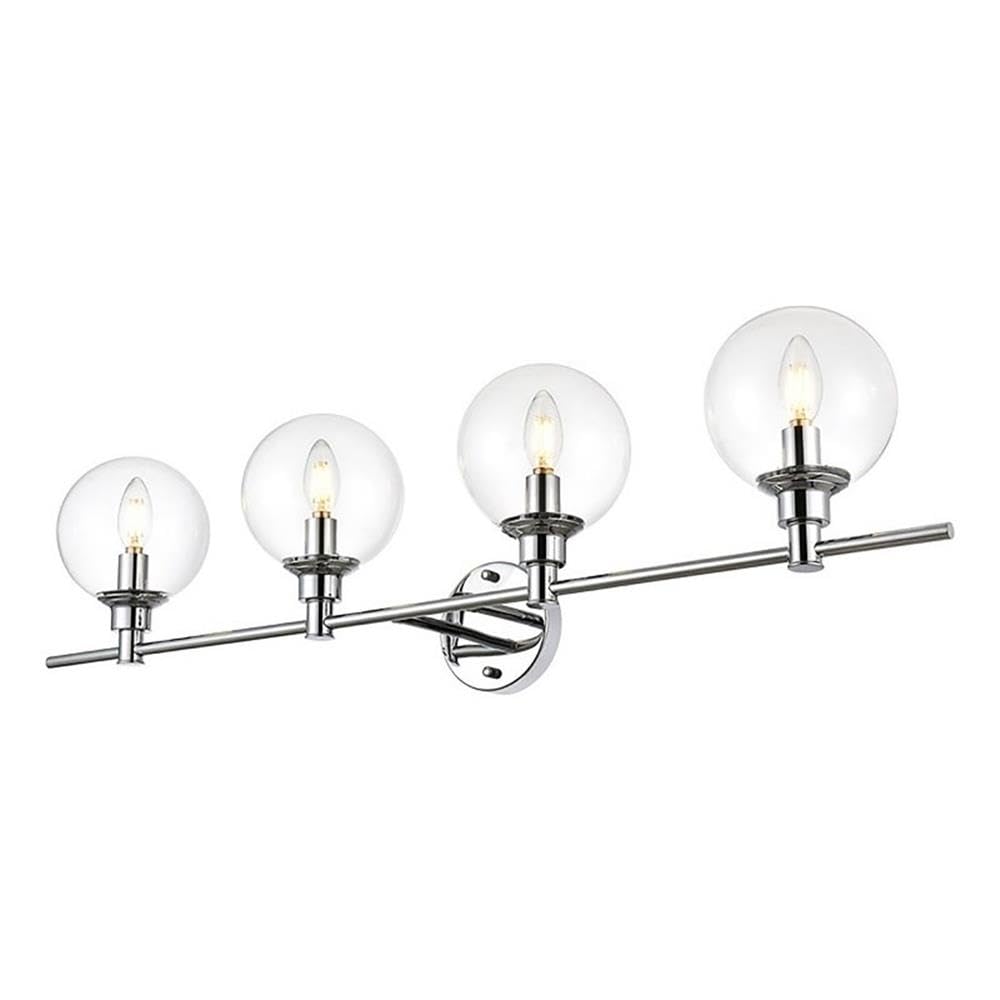 Living District Jaelynn 4-Light Iron & Glass Bath Sconce in Chrome/Clear