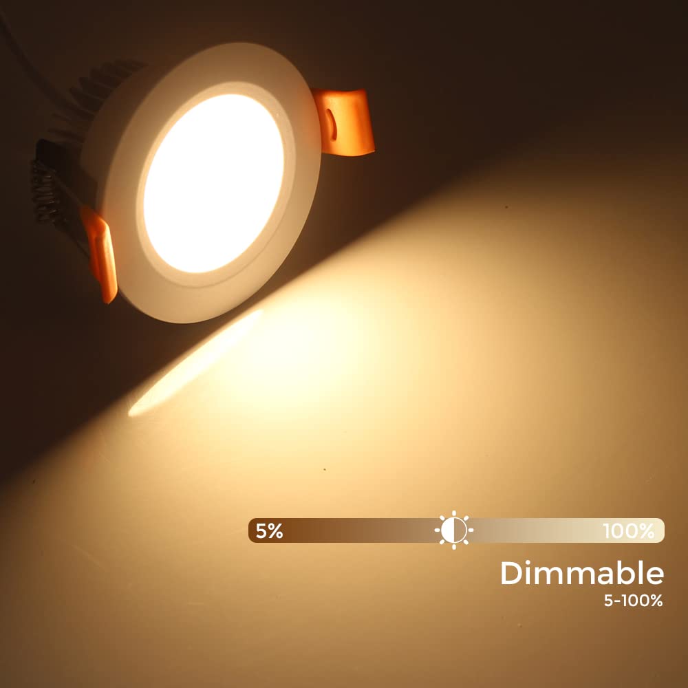 LEDLightsWorld 2 Inch Dimmable LED Recessed Lighting Downlight, 3W (35W Halogen Equivalent), Warm White 3000K, Aluminum, 8 Pack