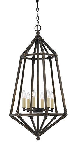 Cal Lighting Fx-3594-6 Transitional Six Light Pendant From Denmark Collection In Bronze/Dark Finish, 16.50 Inches