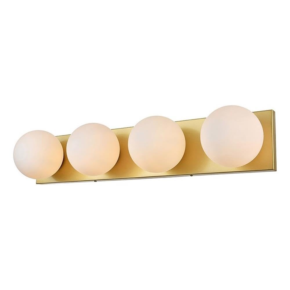 Living District Jaylin 4-Light Iron & Glass Bath Sconce in Brass/Frosted White