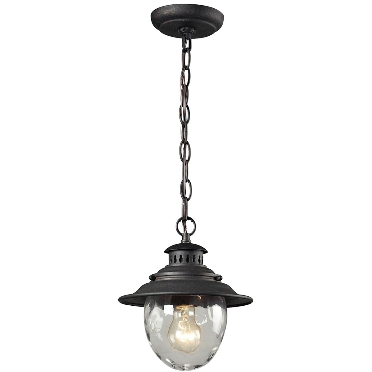 Elk Home 1-Light Outdoor Pendant, 8&quot; Wide, Weathered Charcoal Aluminum Fixture