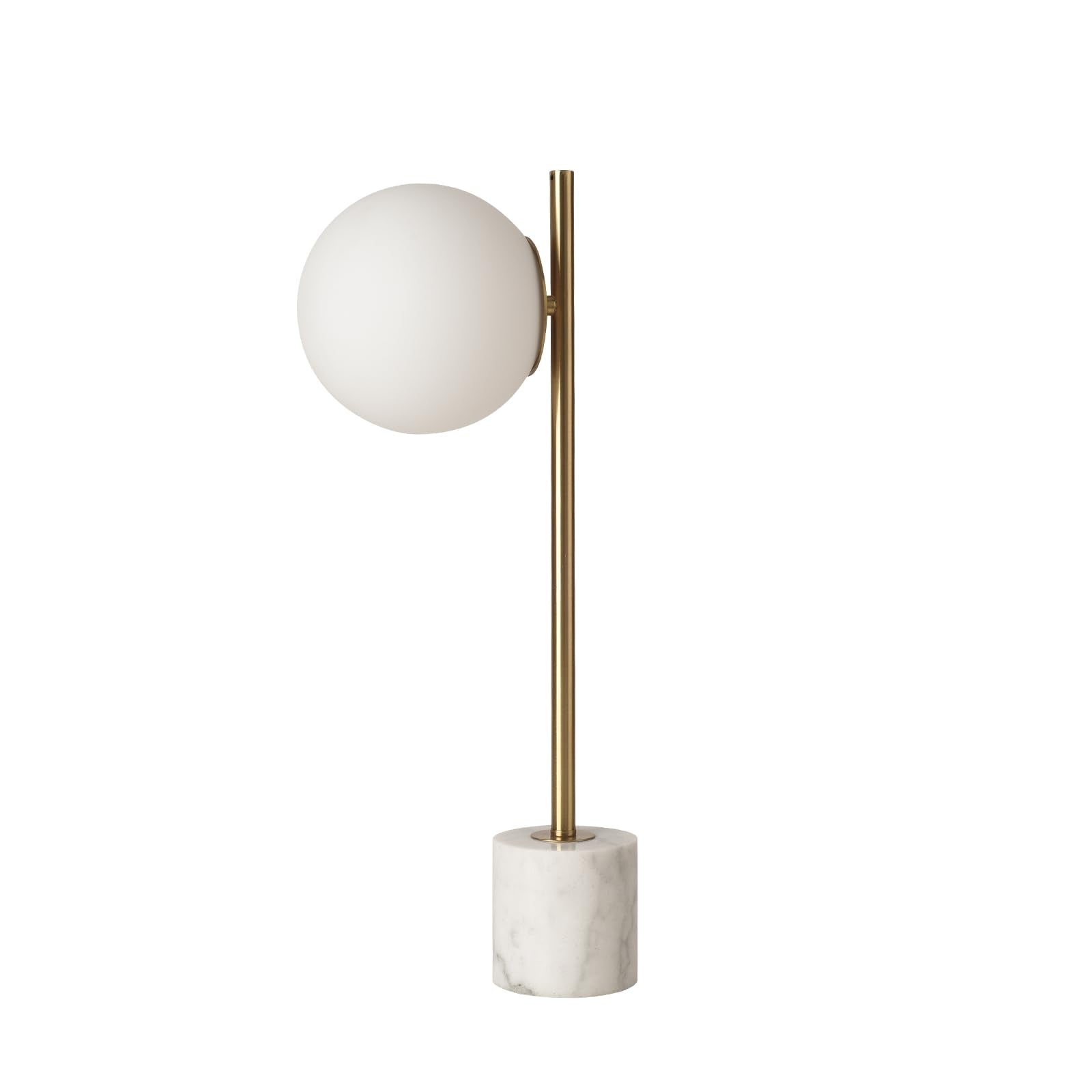 KUNJOULAM Round Table Lamp,Modern Desk Lamp with White Glass Globe Shade, Marble Base Elegant Nightstand Lamp for Bedroom, Livin