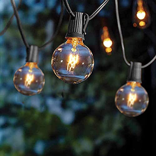 GOOTHY G40 Outdoor Globe String Lights, 25FT, Black Wire, 27 Incandescent Bulbs, UL Listed for Indoor Outdoor Use