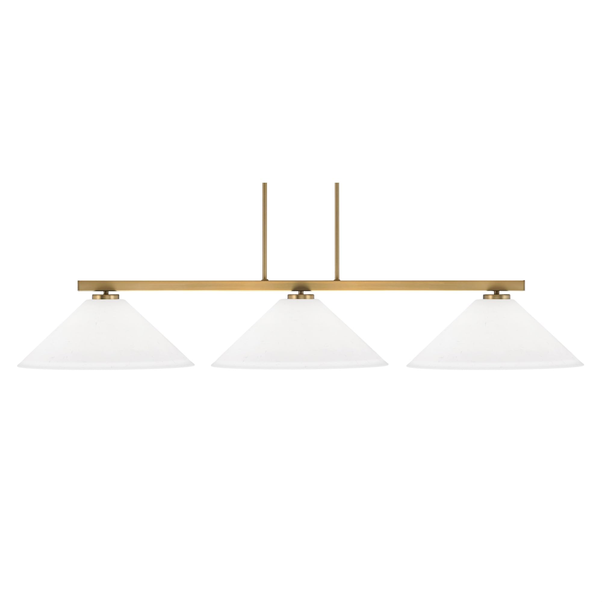 Toltec Lighting Atlas 3 Light Bar - New Age Brass Finish, 16in White Muslin Glass