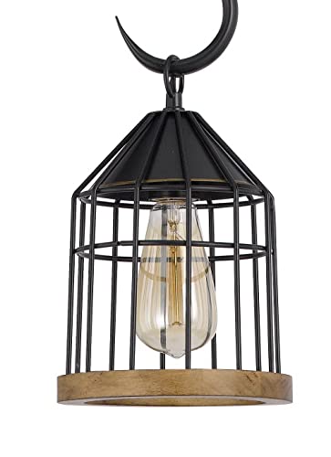 Cal 60W Floor Lamp - Valparaiso Downbridge, Dark Bronze Metal & Pine Wood Shade, Model BO-3049FL