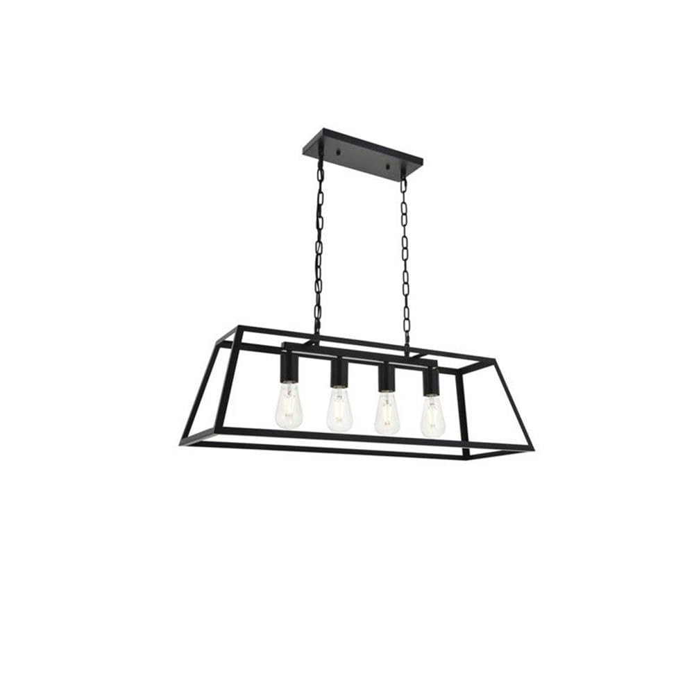 Elegant Lighting Living District Resolute 4-Light Mid-Century Metal Pendant in Black