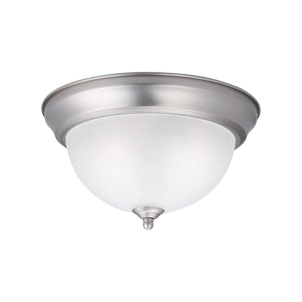 Kichler 8111Ni Flush Mount Round Glass Ceiling Lighting, Brushed Nickel 2-Light (12'' W X 7'' H) 120 Watts
