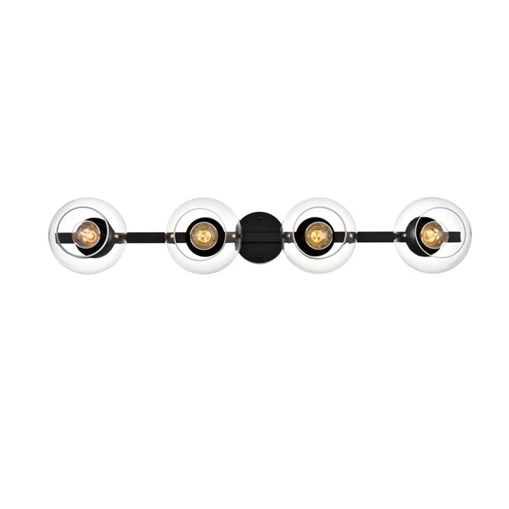 Living District Rogelio 4-Light Iron & Glass Bath Sconce in Black/Clear