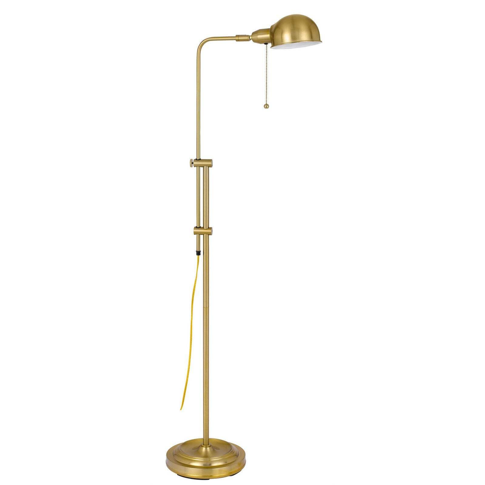 HomeRoots Brass Floor Lamp, Adjustable Traditional Design, 58 in., Metal Construction, Bronze Dome Shade